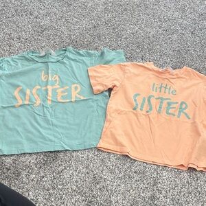 H&M Big Sister and Little Sister Tees - Green and Orange